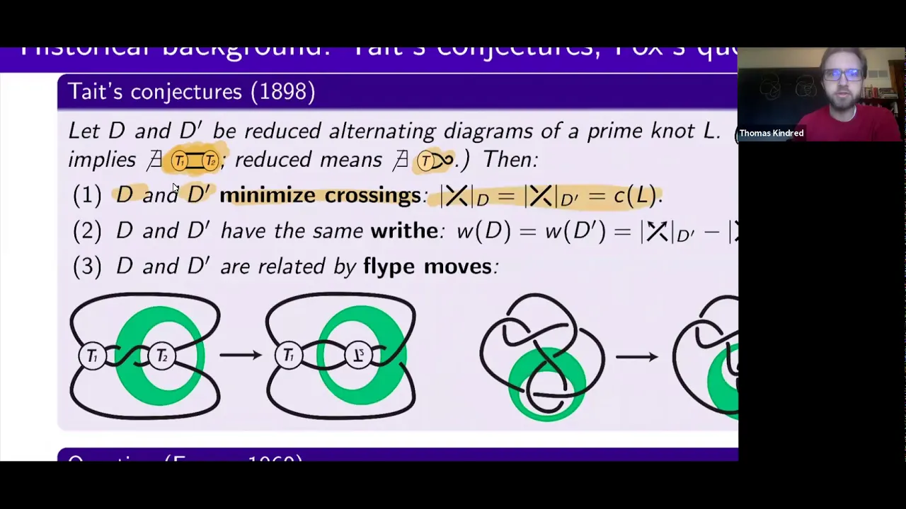 CKVK* Seminar: The geometric content of Tait's conjectures (Thomas Kindred, U. of Nebraska, Lincoln)