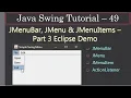 JMenubar JMenu and JMenuItems Part 3 Demo Swing Tutorials