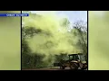 Pollen bomb after digger hits tree in Millville New Jersey