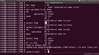 Shell Script looping statement - select loop