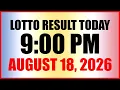 Lotto Result Today 9pm Draw August 18 2026 PCSO