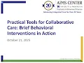 Webinar Practical Tools for Collaborative Care Brief Behavioral Interventions in Action ARCHIVE