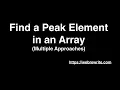 Find a Peak Element in an Array LeetCode 162 Programming Tutorials