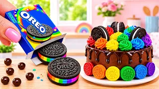 🌈 Mini Rainbow OREO Chocolate Cake! Satisfying Cake ASMR | Tiny Food