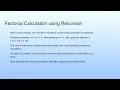 Factorial Calculation using Recursion Lecture 11 Java Static Scope Rule