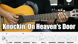 knockin on heavens door guns n roses fingerstyle guitar tutorial tab u0026 lyrics