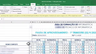 Congelar celulas com Excell (Exemplo com Pauta Escolar)