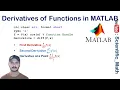 Find Derivative Using MATLAB Built In function l MATLAB Code for Derivative