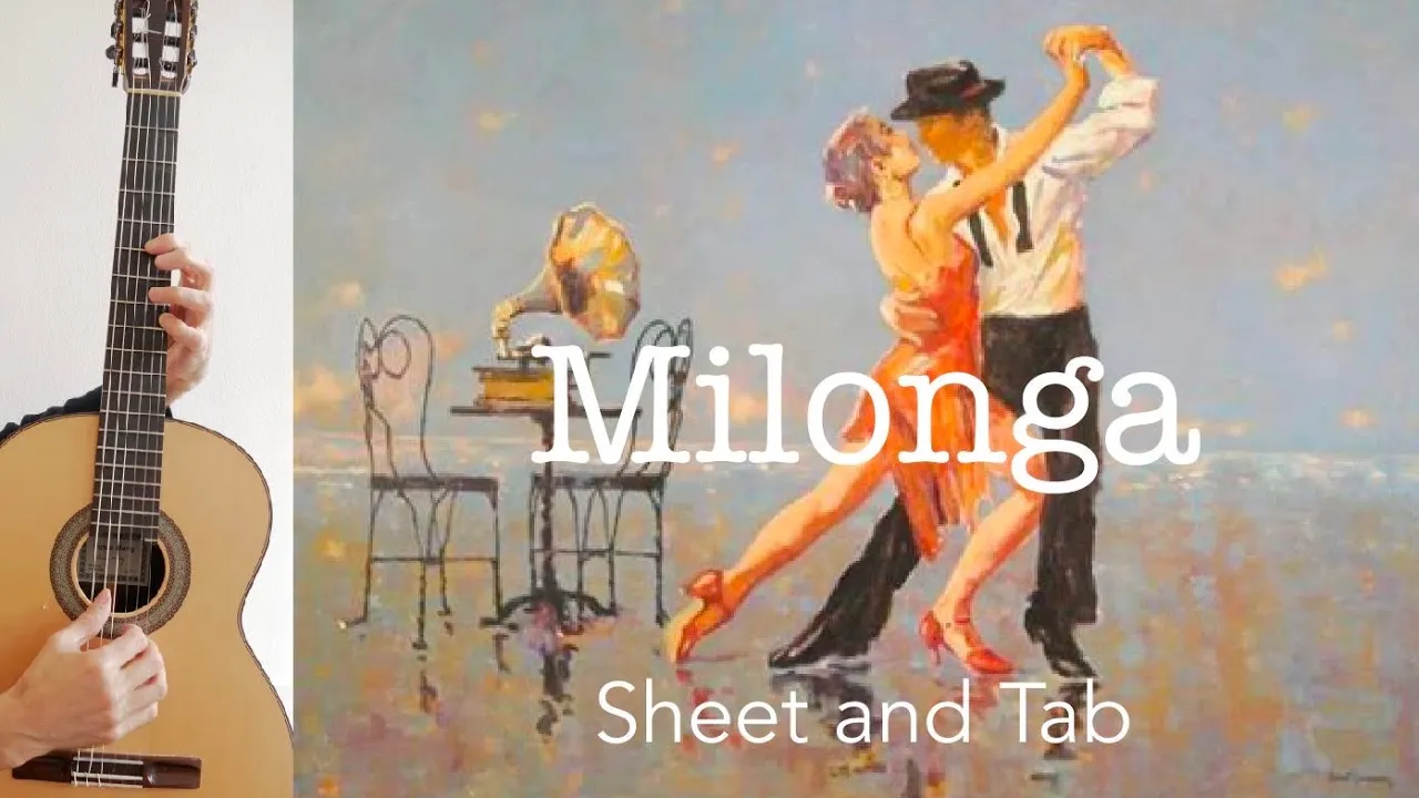Milonga (J.Cardoso), Guitar lesson, sheet and Tab