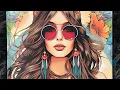 Boho Style Hippie Girls Full Flip Through Adult Coloring Book