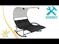 Sunnydaze Chaise Rocking Lounge Chair with Canopy and Pillows - Black