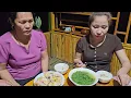 Dung's father warned Mrs. Giang not to cause trouble during the family meal.
