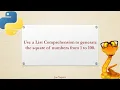 Using Python List Comprehension to generate the square of numbers from 1 to 100 - Python Beginners
