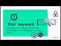 The Final Keyword in Java Constant Variables Methods Classes