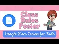 Class Rules Poster in Google Docs for Kids Easy Tech Lesson Tutorial
