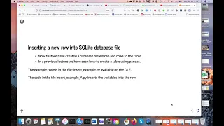 Insertion of information into a SQLite database