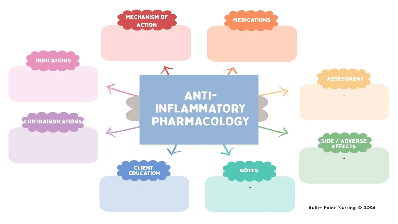 Anti-inflammatory Pharmacology (Corticosteroids, NSAIDS, DMARDS) | RN & APRN Concept Map Lecture