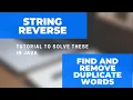 how to reverse a string tutorial Elimination of duplicates in string tutorial