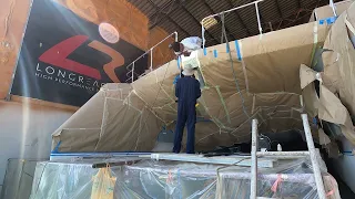 Building a Longreach Power Catamaran, Swim platform, cranes, electrical and some internal fitout.