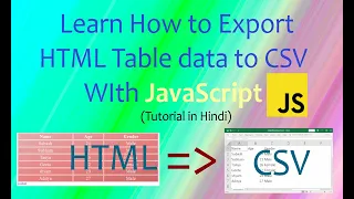 Export HTML Table to CSV with JavaScript HTML 2 CSV convert html table to csv JS