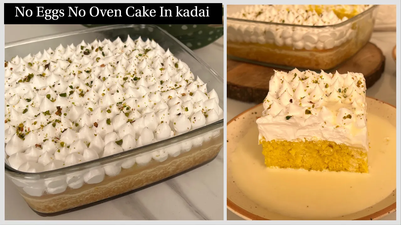 Super Soft      Malai Tres Leche Cake   No Eggs, No Oven Rasmalai Cake in kadai