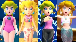 Evolution of Peach Swimming Outfits in Mario Games 2007-2024