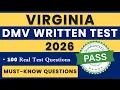 Virginia DMV Permit Practice Test 2026 100 Important Questions VA Driver s License Written Test