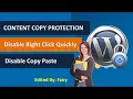 WordPress Content Copy Protection Disable Right Click and Copy Paste Quickly