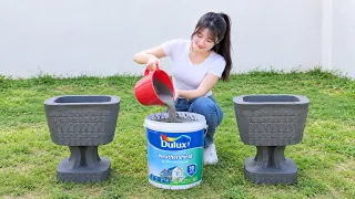 Pour cement into empty paint bucket / An Incredibly Unique Work // Anyone can do it
