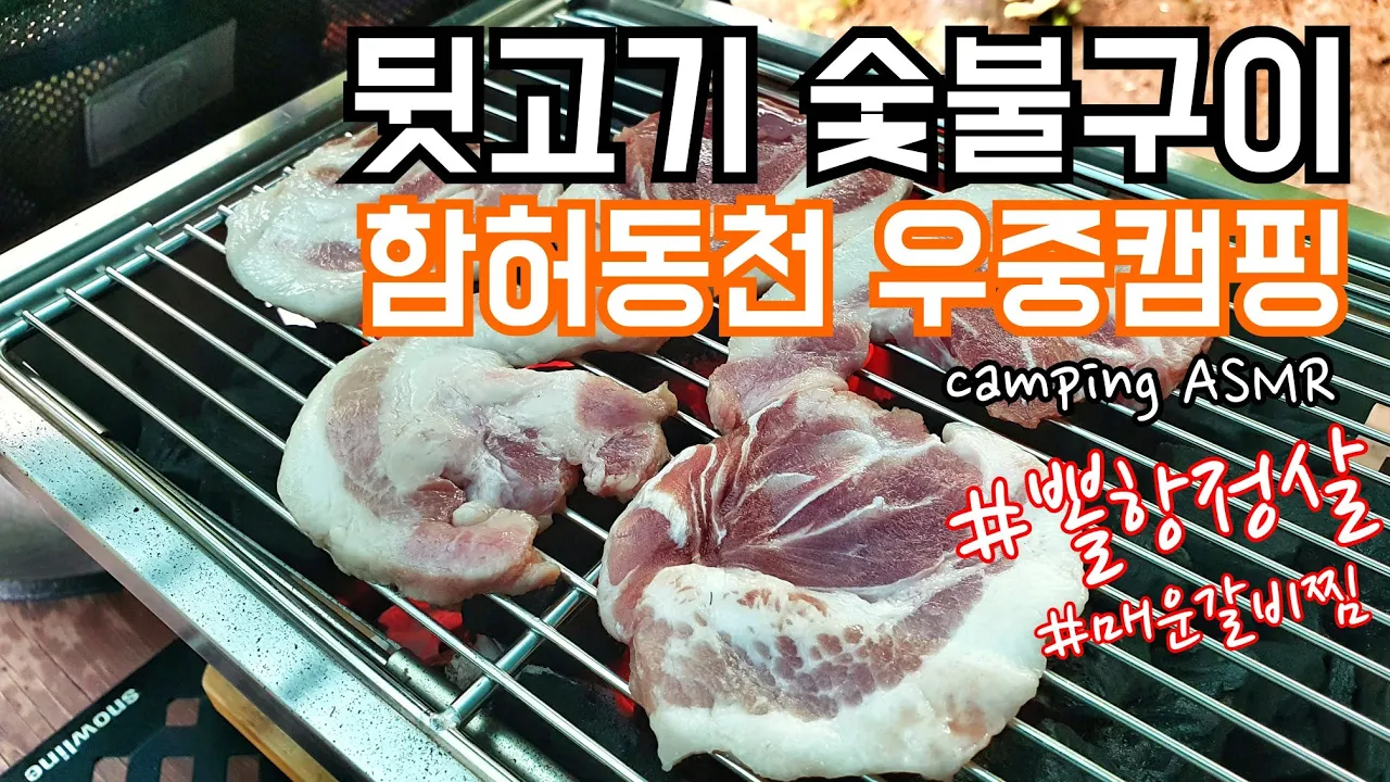 뽈항정살 뒷고기/매운갈비찜 먹방/함허동천 우중캠핑 camping ASMR サムネイル