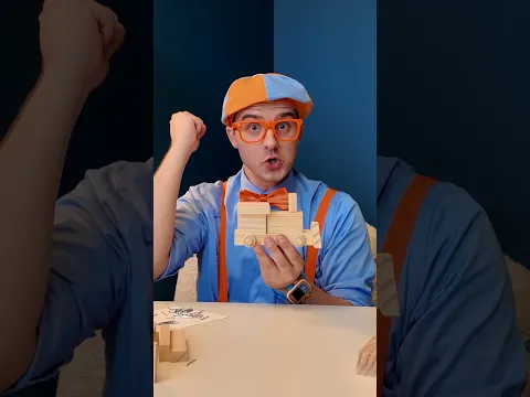 Blippi Builds a Toy Train 🚂 What Color Will He Paint It? 🔵🟠 #blippi #shorts Blippi Kids Videos