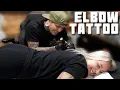 Painful Elbow Tattoo SHE SITS GREAT