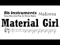 Download Lagu Material Girl Madonna Bb Instruments Sheet Music Backing Track Play Along Partitura