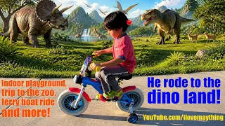 Hulyan Rode His Thomas the Tank Engine Bicycle and Went to Dino Land! Indoor Playground and More!