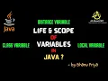 Life and Scope of a variable lec 21 Java Tutorial BhanuPriya