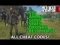 Red Dead Redemption 2 - All Cheat Codes Infinite Money Max Ammo Spawn War Horse Best Stats etc