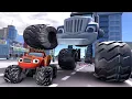 OMG!!! Red Monster Trucks RUN NOW!!! GIANT Monster Trucks behind you | Story Blaze 3D Animation