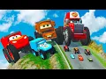 Epic Battle Big \u0026 Small Lightning McQueen vs Small Pixar Cars with Big Wheels in BeamNG Drive!