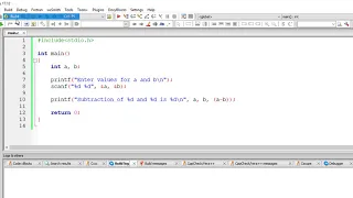 Subtraction of Two Numbers C Programming