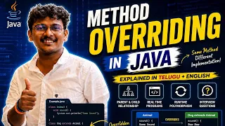Method Overriding in Java Explained in Telugu Java Full Tutorial Real Time Examples