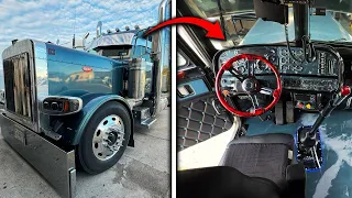 Peterbilt 379 Gets A 4000 Interior make over Custom Seats Dash Doors Floors