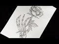 How To Draw A Skeleton Hand Holding A Rose