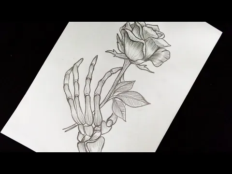 Download MP3 How To Draw A Skeleton Hand Holding A Rose