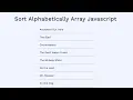 Array Sort Alphabetically Javascript Map Sort Methods