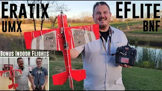 E Flite Eratix UMX Outdoor Indoor Maiden Flights Unbox Build Radio Setup 