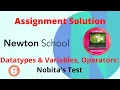 Newton School Assignment Answer Nobita s Test Datatypes Variables Operators Java