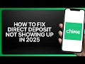 How To Fix Chime Direct Deposit Not Showing Up In Chime Tutorial