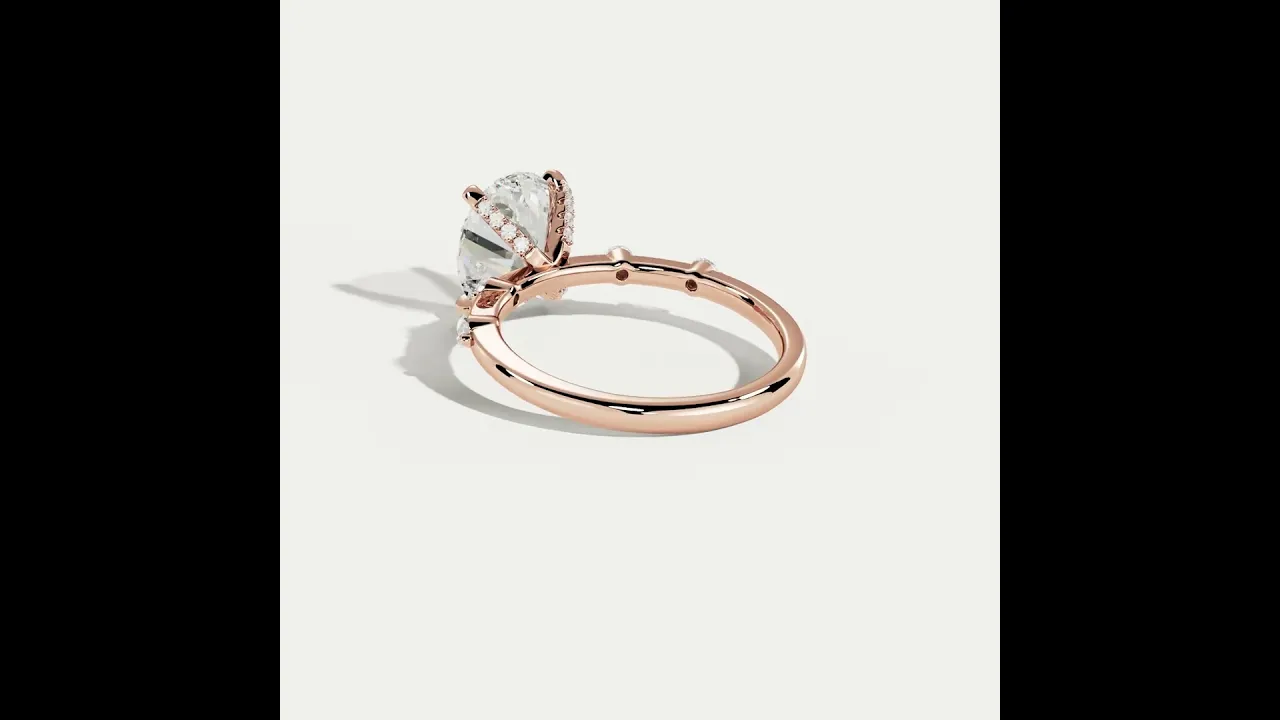 Remy丨Oval Lab Diamond Hidden Halo Engagement Ring with Floating Diamond Accents