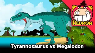 Tyrannosaurus vs Megalodon! 🦖🦈 Land King vs Ocean Monster | Dinosaurs Battle