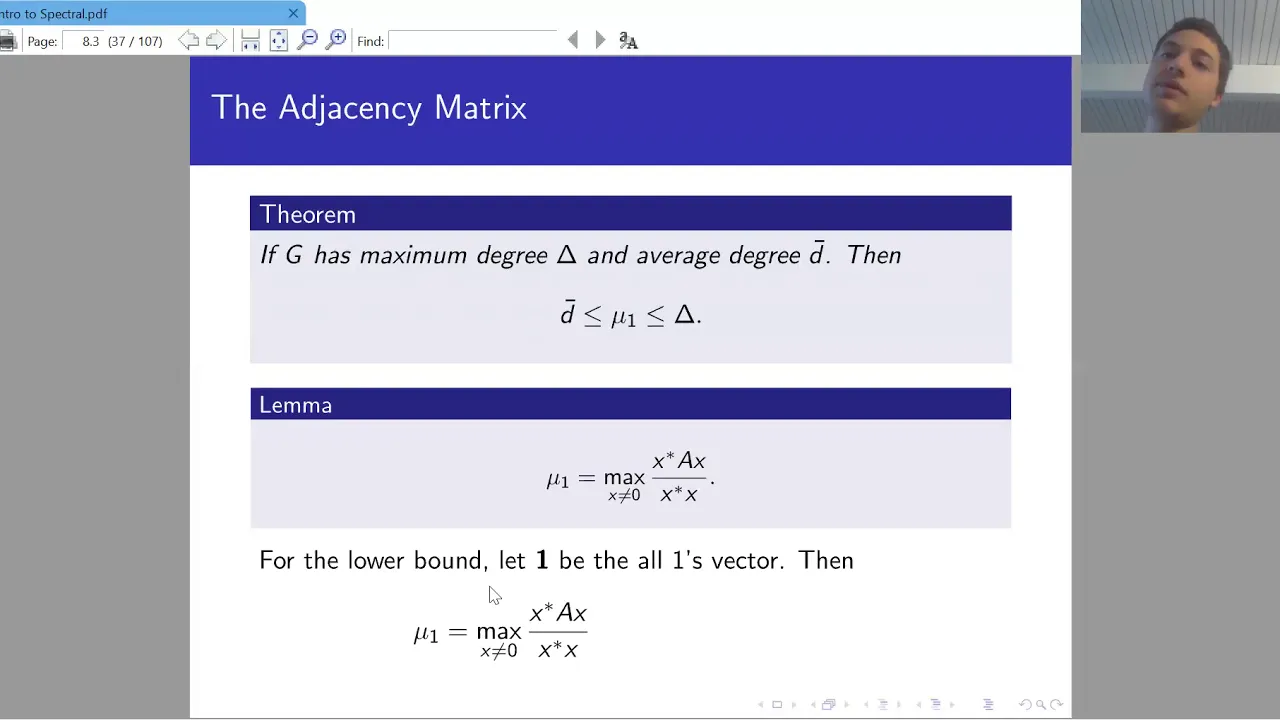 An Introduction to Spectral Graph Theory